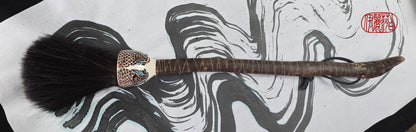 Black Horsehair Brush with Thrown Ceramic Ferrule and Bamboo Handle Paintbrush Elizabeth Schowachert Art