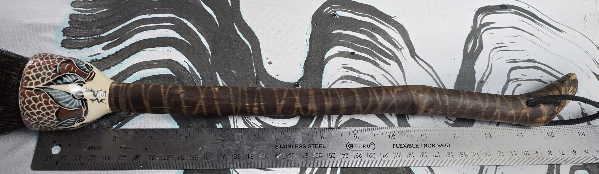Black Horsehair Brush with Thrown Ceramic Ferrule and Bamboo Handle Paintbrush Elizabeth Schowachert Art