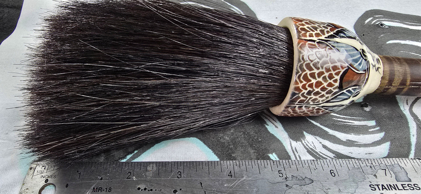 Black Horsehair Brush with Thrown Ceramic Ferrule and Bamboo Handle Paintbrush Elizabeth Schowachert Art