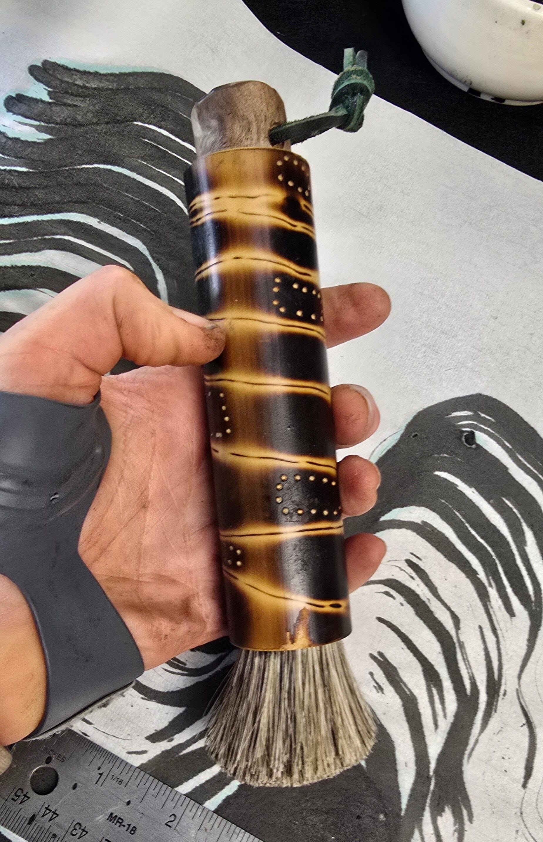 Coarse Horsehair Blunt Brush with Bamboo Handle Paintbrushes Elizabeth Schowachert Art