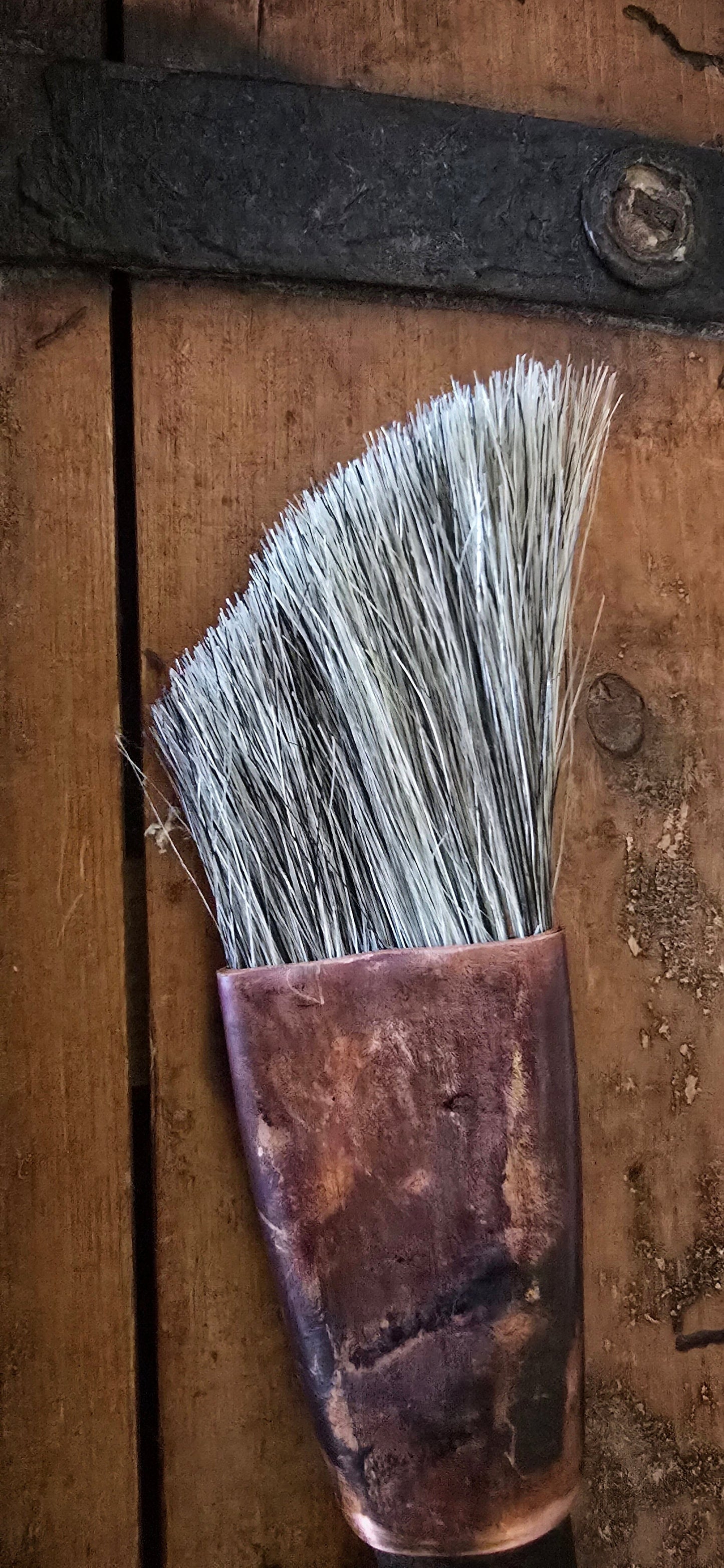 Coarse Slant Brush – Driftwood Handle & Patina Copper Ferrule Elizabeth Schowachert Art