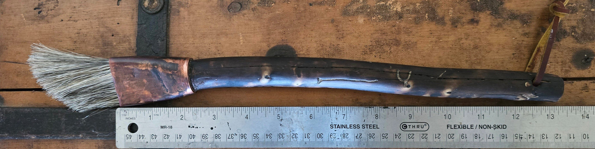 Coarse Slant Brush – Driftwood Handle & Patina Copper Ferrule Elizabeth Schowachert Art
