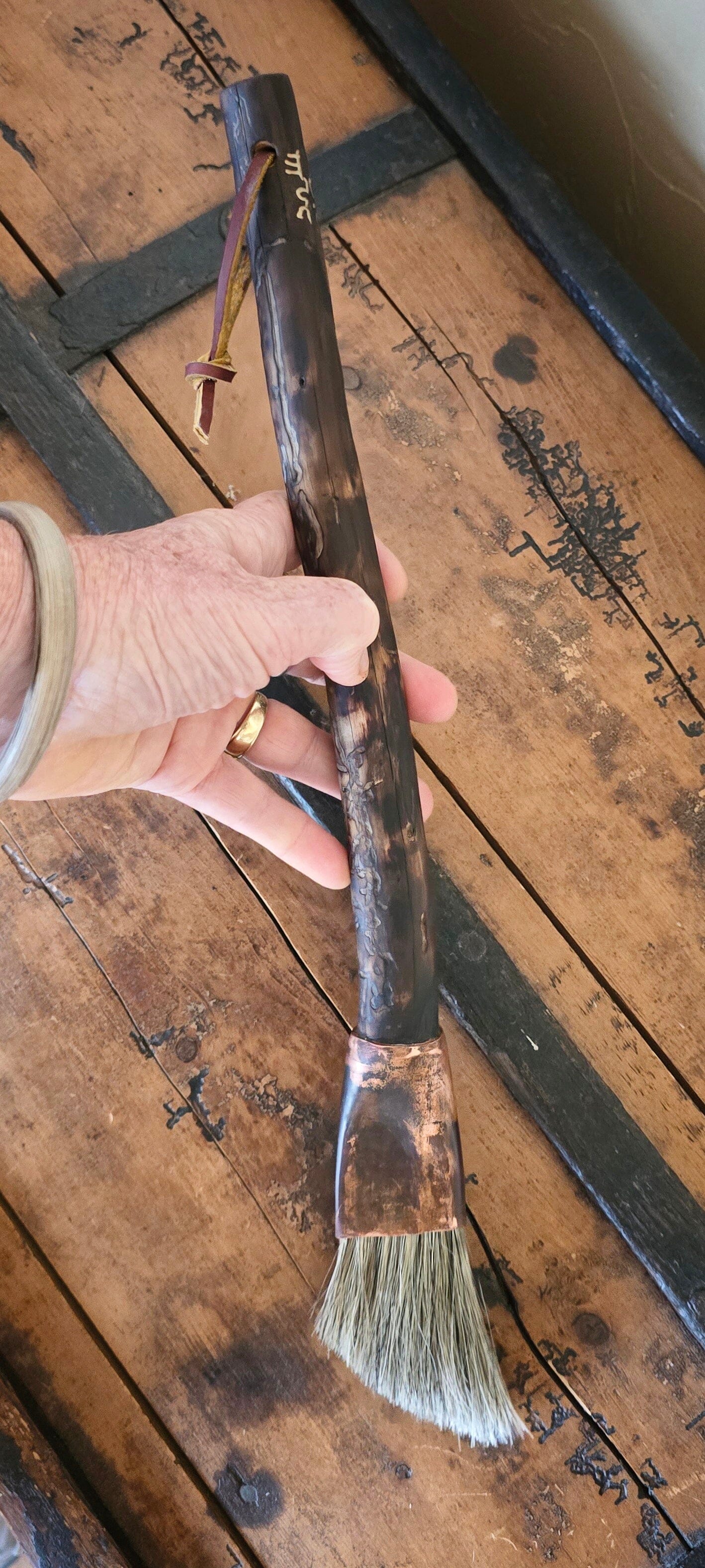Coarse Slant Brush – Driftwood Handle & Patina Copper Ferrule Elizabeth Schowachert Art