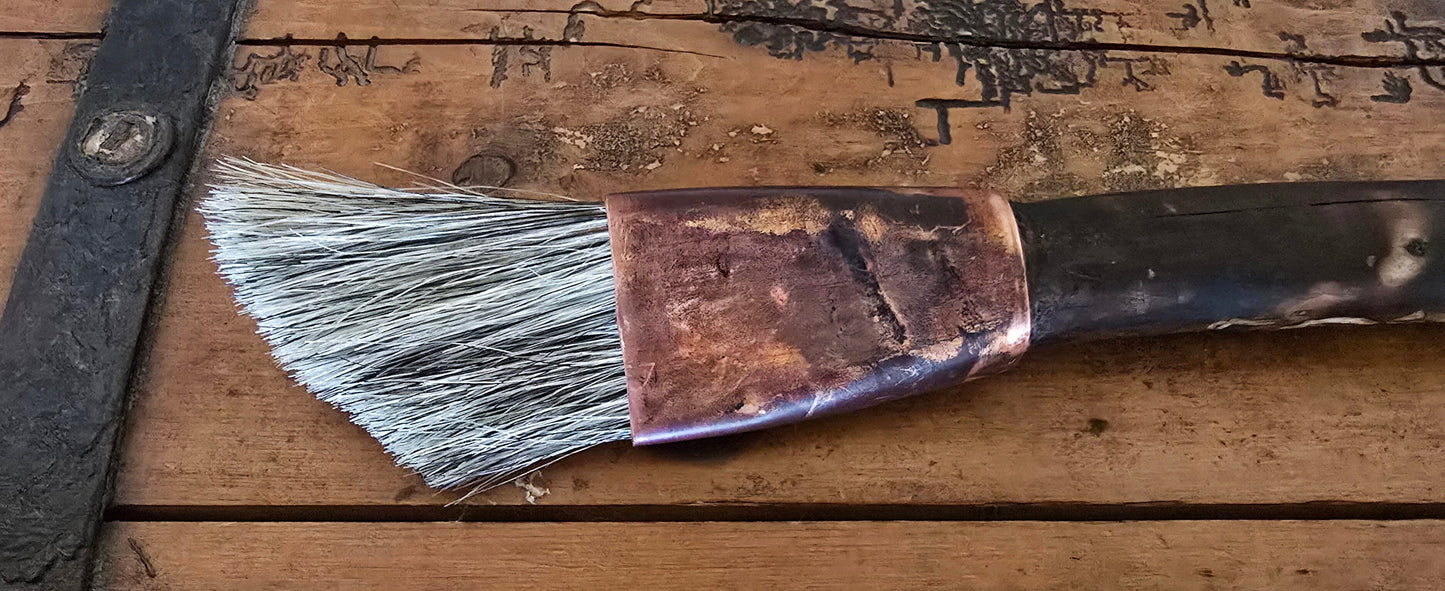 Coarse Slant Brush – Driftwood Handle & Patina Copper Ferrule Elizabeth Schowachert Art