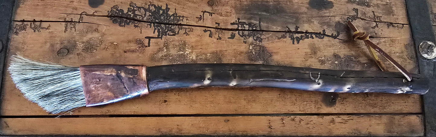 Coarse Slant Brush – Driftwood Handle & Patina Copper Ferrule Elizabeth Schowachert Art