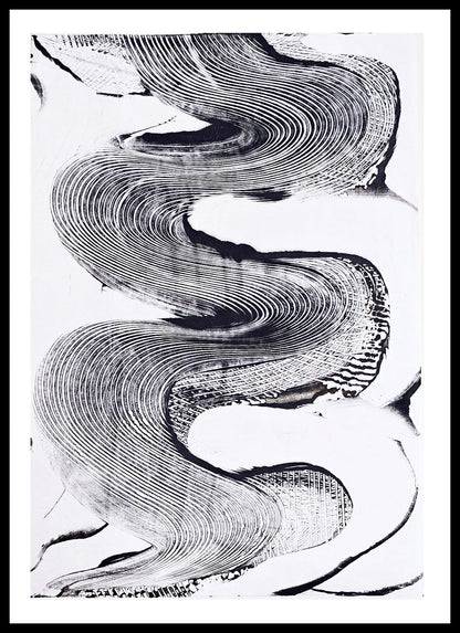 Continuous Line – Original Carbon Black Encaustic Painting on Paper Artwork Elizabeth Schowachert Art