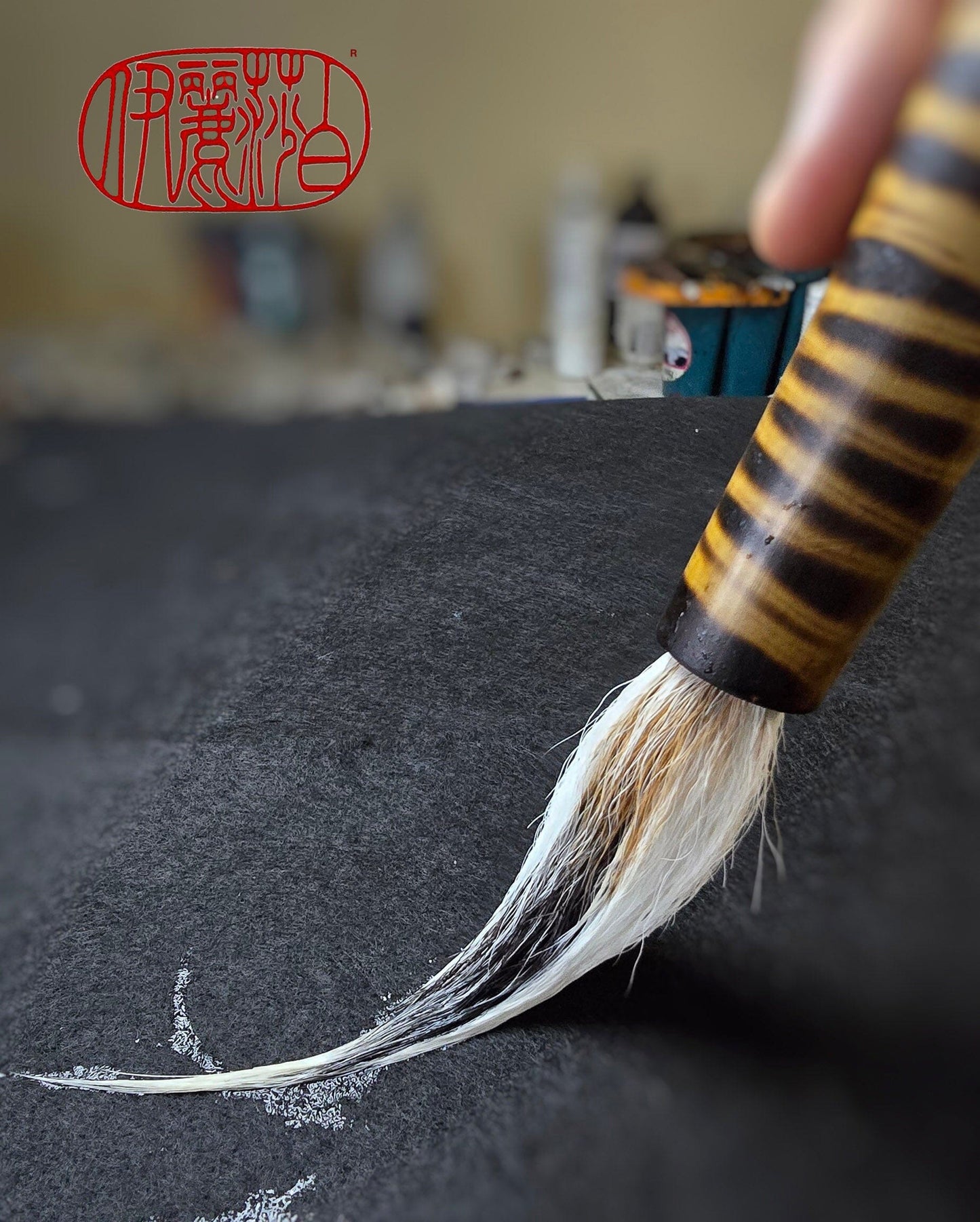 Deer and Skunk Bristle Sumi-e Brush with Bamboo Handle Paintbrush Elizabeth Schowachert Art