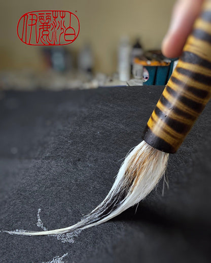 Deer and Skunk Bristle Sumi-e Brush with Bamboo Handle Paintbrush Elizabeth Schowachert Art