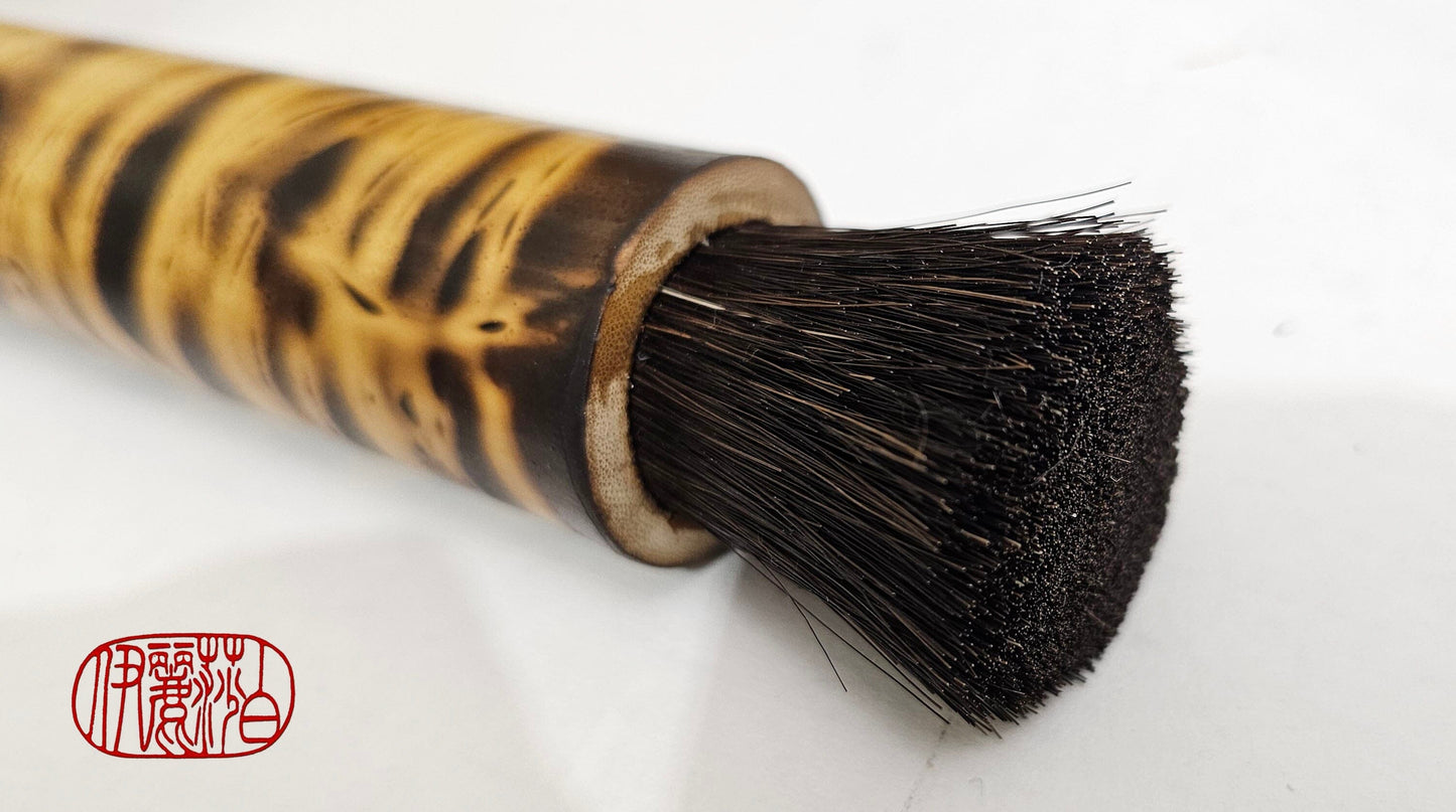 Distinctive Short Blunt Coarse Horsehair Paintbrush with Burned-In Design Paintbrush Elizabeth Schowachert Art