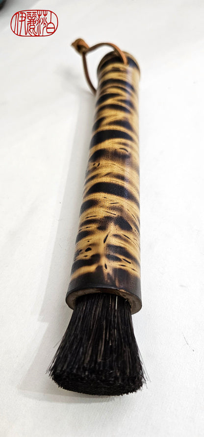 Distinctive Short Blunt Coarse Horsehair Paintbrush with Burned-In Design Paintbrush Elizabeth Schowachert Art