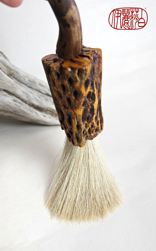 Driftwood and Cholla Gesture Brush with White Horsehair Paintbrushes Elizabeth Schowachert Art