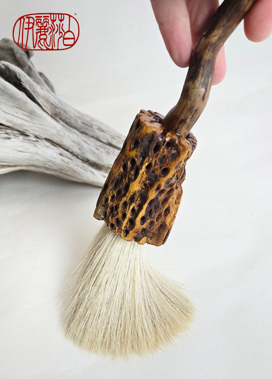 Driftwood and Cholla Gesture Brush with White Horsehair Paintbrushes Elizabeth Schowachert Art