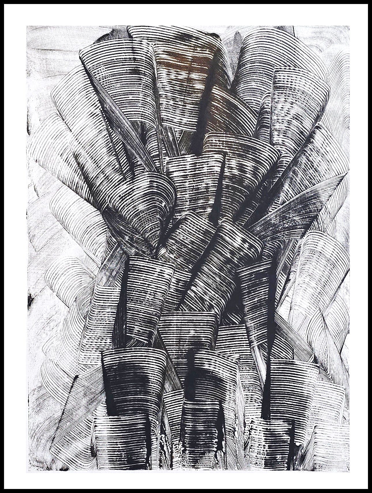 Encaustic Monotype "Compression" on Asian Mulberry Paper – 16" x 22" (Copy) Artwork Elizabeth Schowachert Art