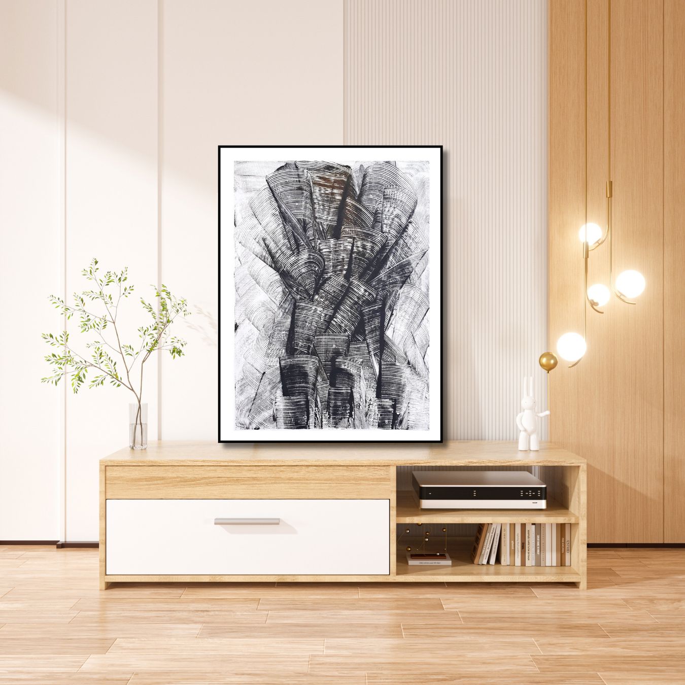 Encaustic Monotype "Compression" on Asian Mulberry Paper – 16" x 22" (Copy) Artwork Elizabeth Schowachert Art