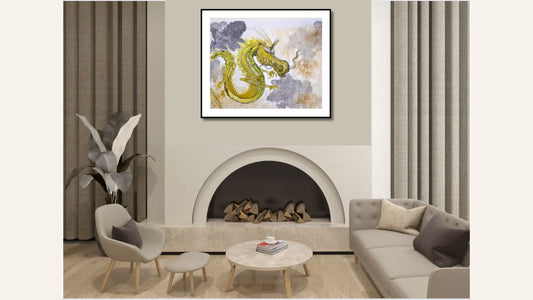 Encaustic Monotype "Guardian of the Clouds" on Asian Mulberry Paper – 30" x 22" Artwork Elizabeth Schowachert Art