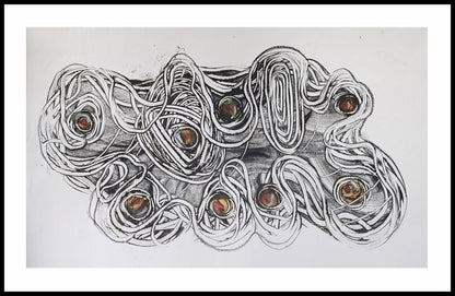 Encaustic Monotype "Origins in Motion" on Asian Mulberry Paper – 30" x 22" Artwork Elizabeth Schowachert Art