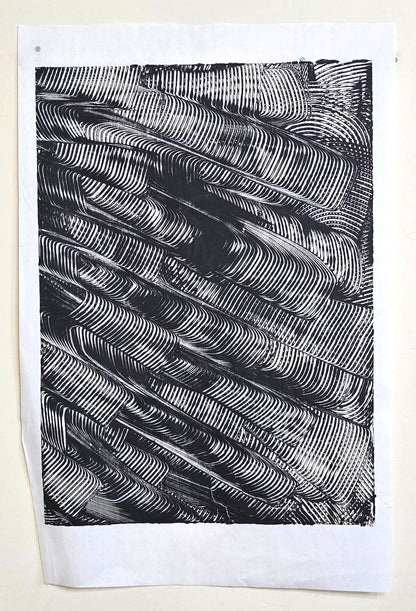 Encaustic Monotype "Shadow Weave" on Asian Mulberry Paper – 16" x 22" Artwork Elizabeth Schowachert Art