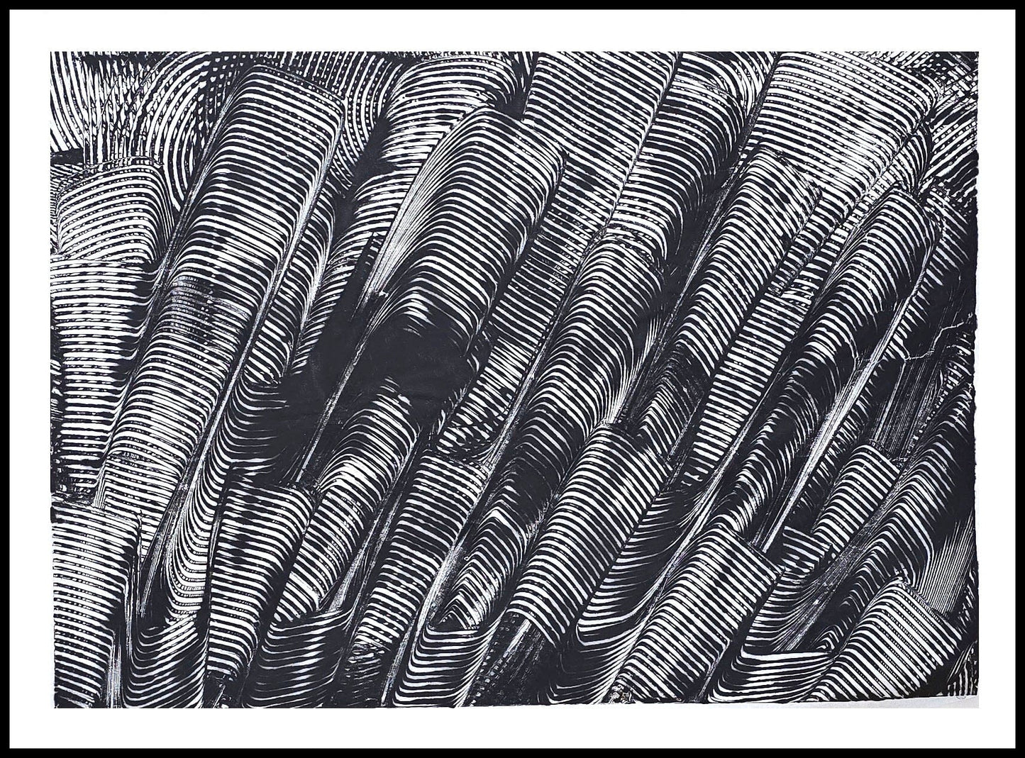 Encaustic Monotype "Shadow Weave" on Asian Mulberry Paper – 16" x 22" Artwork Elizabeth Schowachert Art