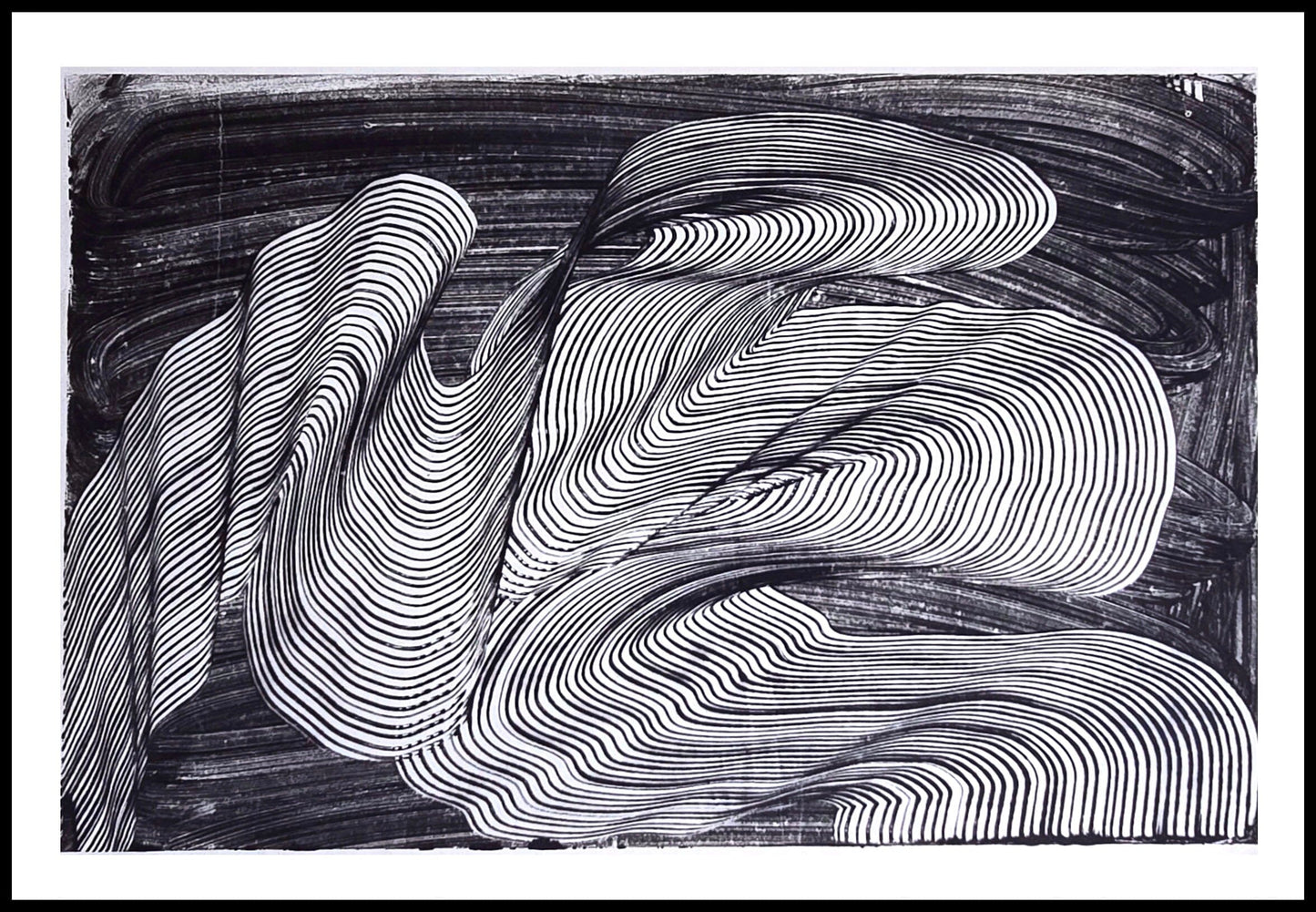 Encaustic Monotype "Shifting Currents" on Asian Mulberry Paper – 30" x 22" Artwork Elizabeth Schowachert Art