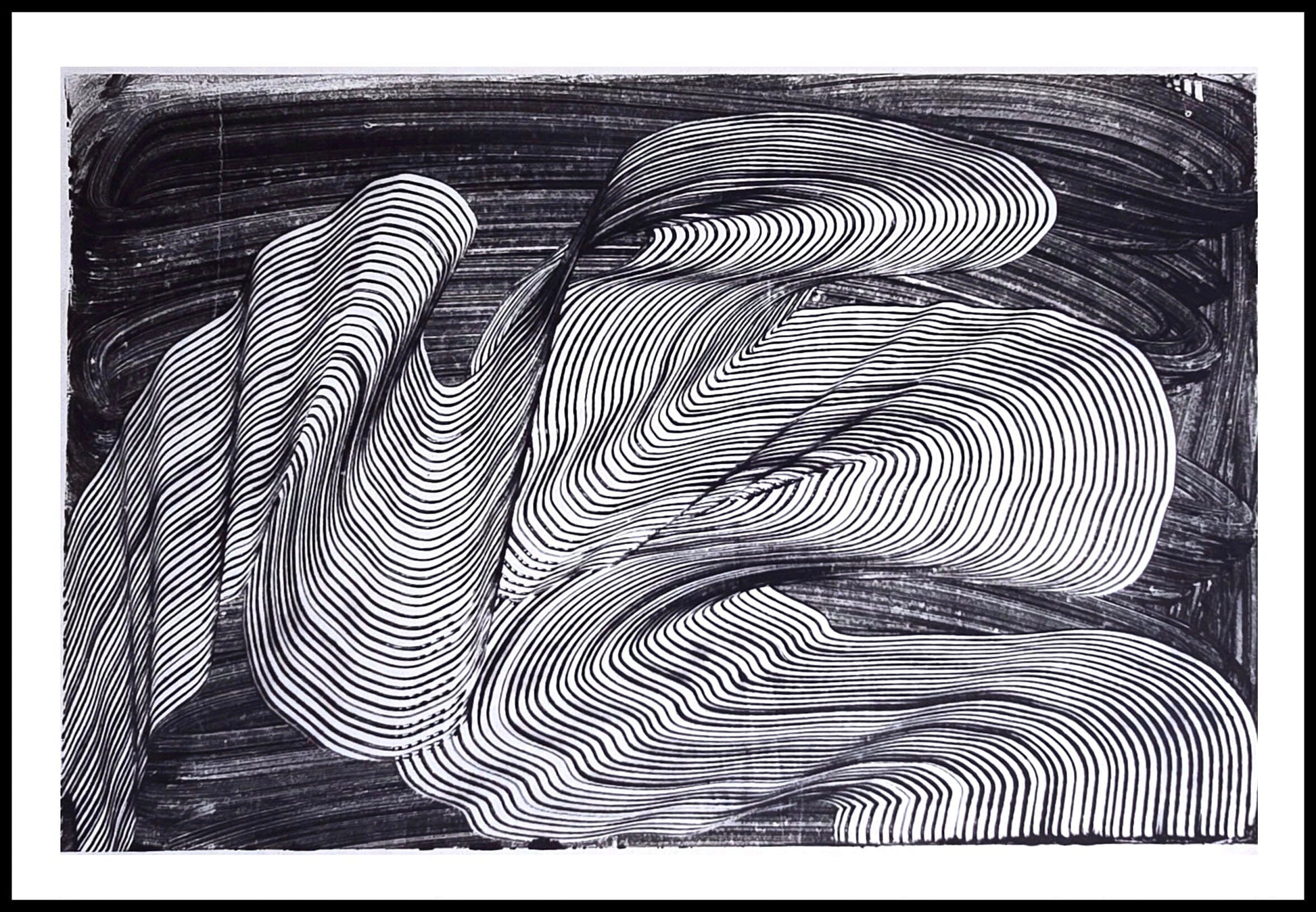 Encaustic Monotype "Shifting Currents" on Asian Mulberry Paper – 30" x 22" Artwork Elizabeth Schowachert Art
