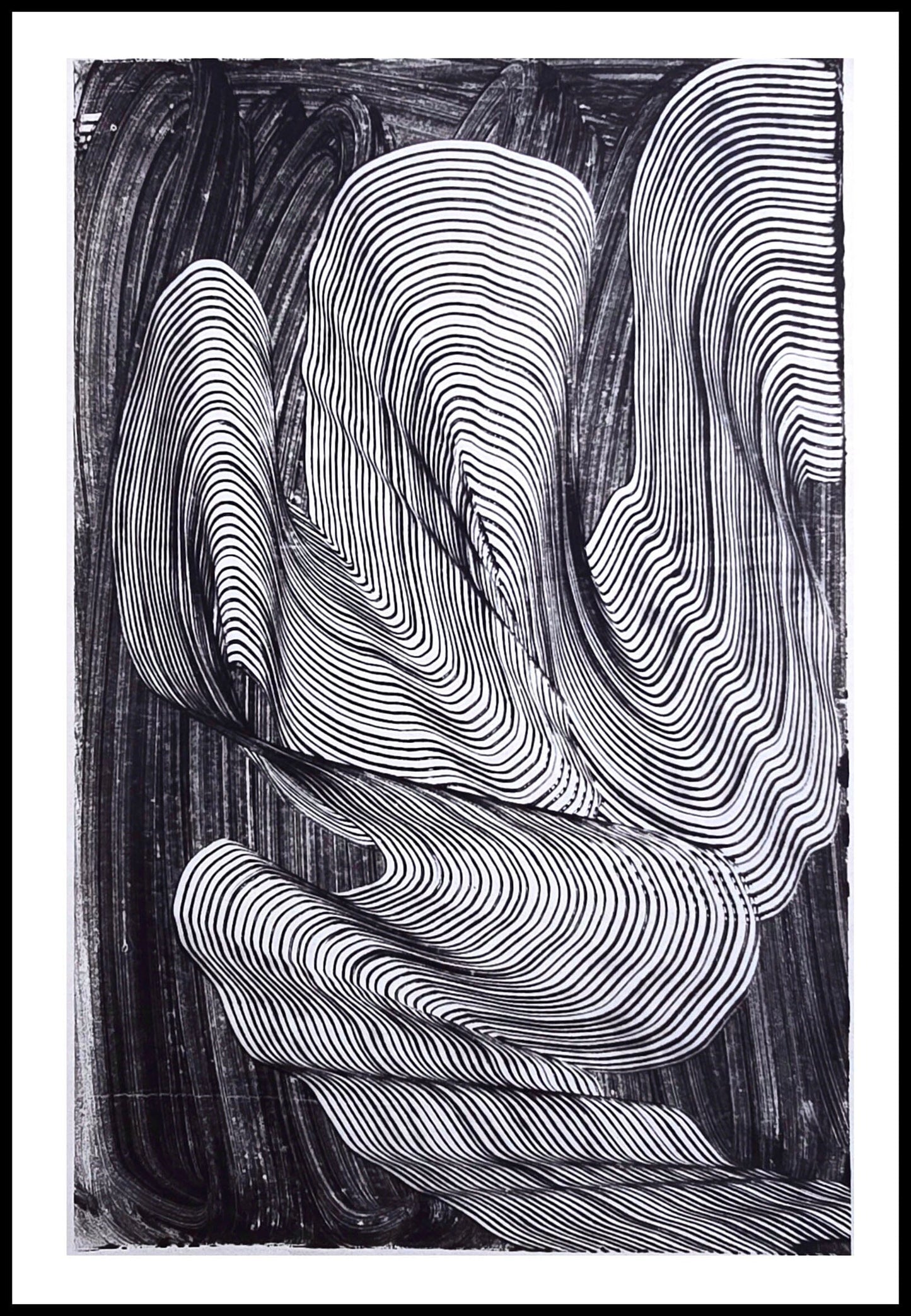 Encaustic Monotype "Shifting Currents" on Asian Mulberry Paper – 30" x 22" Artwork Elizabeth Schowachert Art