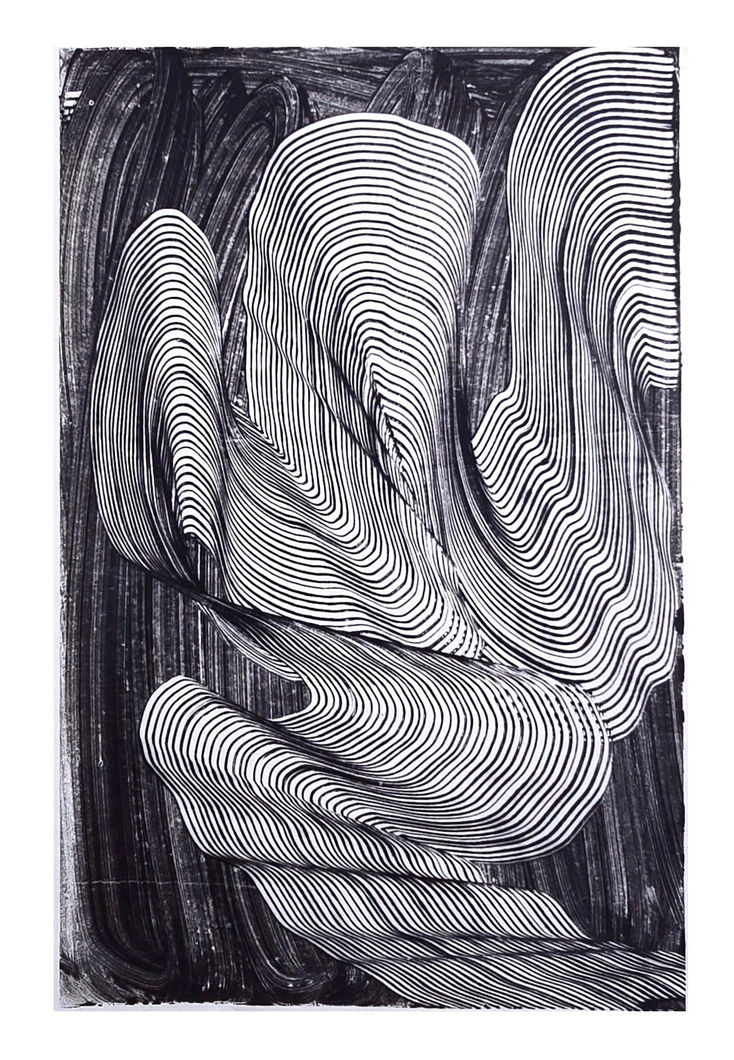 Encaustic Monotype "Shifting Currents" on Asian Mulberry Paper – 30" x 22" Artwork Elizabeth Schowachert Art