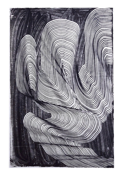 Encaustic Monotype "Shifting Currents" on Asian Mulberry Paper – 30" x 22" Artwork Elizabeth Schowachert Art
