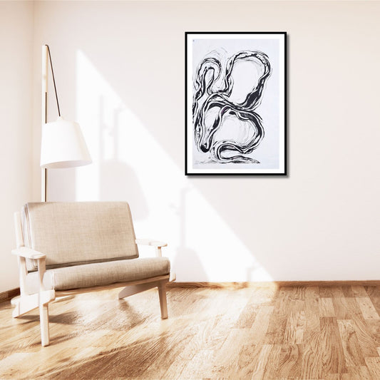 Encaustic Monotype "Unwinding" on Asian Mulberry Paper – 16" x 22" Artwork Elizabeth Schowachert Art