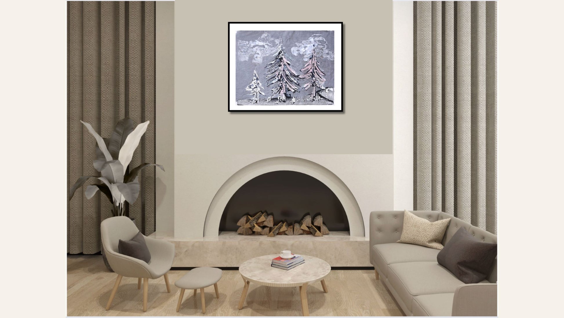 Encaustic Monotype "Woodland Drift" on Asian Mulberry Paper – 16" x 22" Artwork Elizabeth Schowachert Art