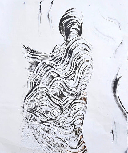 Encaustic Monotype "Woodland Drift" on Asian Mulberry Paper – 16" x 22" (Copy) Artwork Elizabeth Schowachert Art