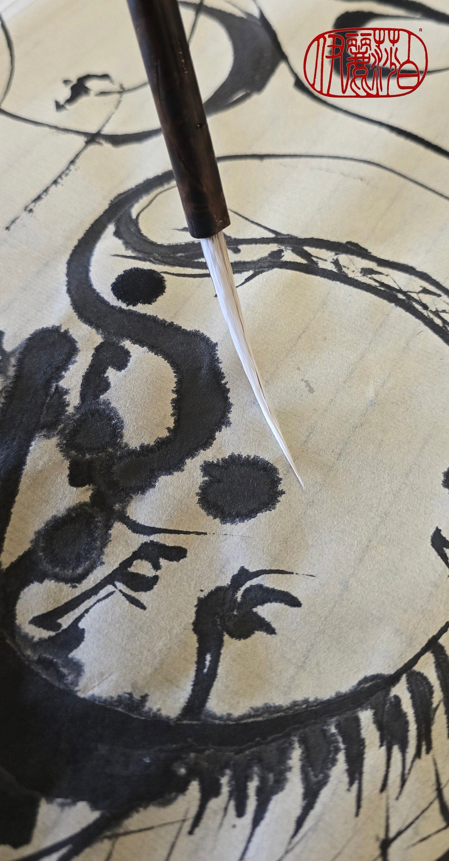 Fine Point Deer Tail Sumi-e Brush – Long Tip Bamboo Brush Paintbrushes Elizabeth Schowachert Art