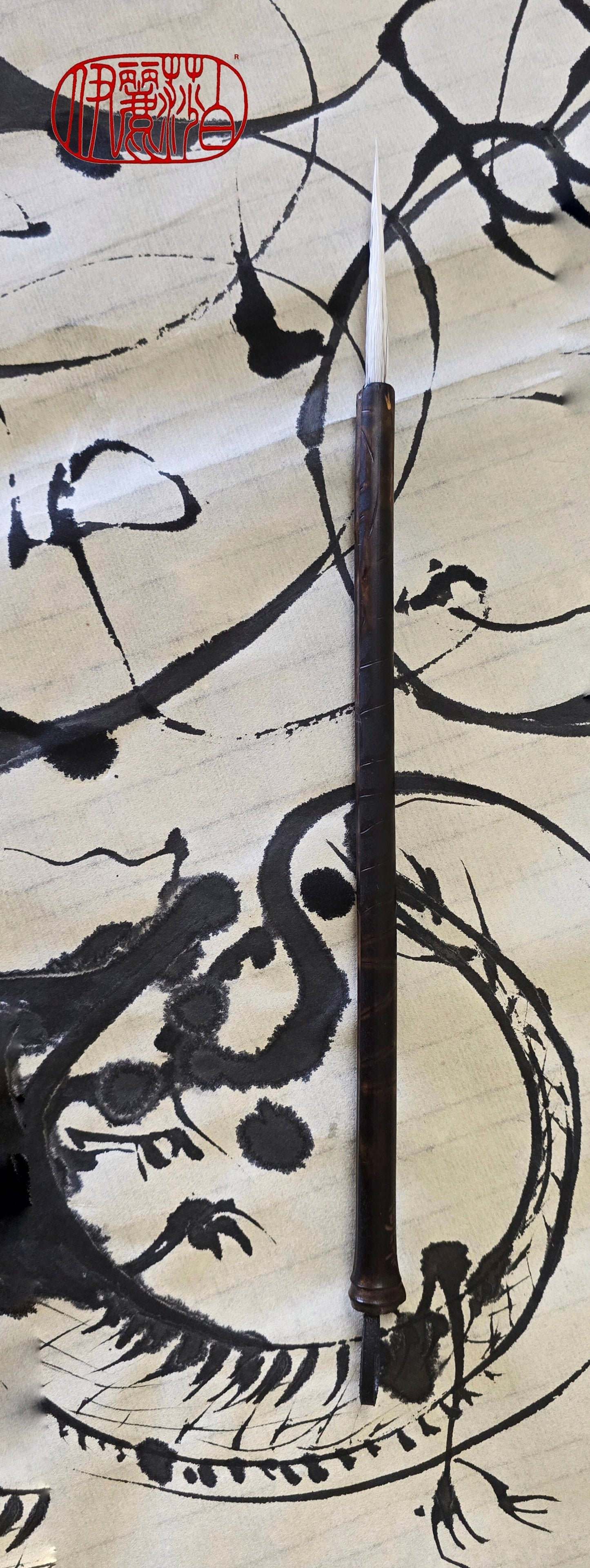 Fine Point Deer Tail Sumi-e Brush – Long Tip Bamboo Brush Paintbrushes Elizabeth Schowachert Art