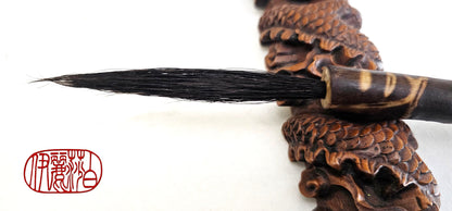 Fine Point Horsehair Brush with Hand-Burnished Driftwood Handle Sumi-e Paint Brush Elizabeth Schowachert Art
