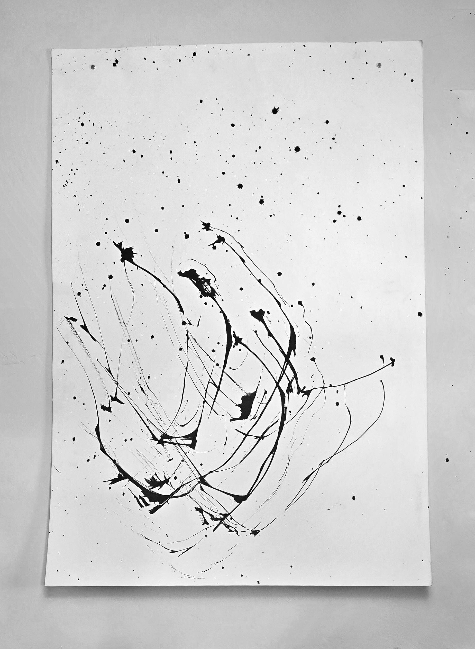 Flight Patterns – Ink on Bockingford White Watercolor Paper (30 x 22 inches) Artwork Elizabeth Schowachert Art