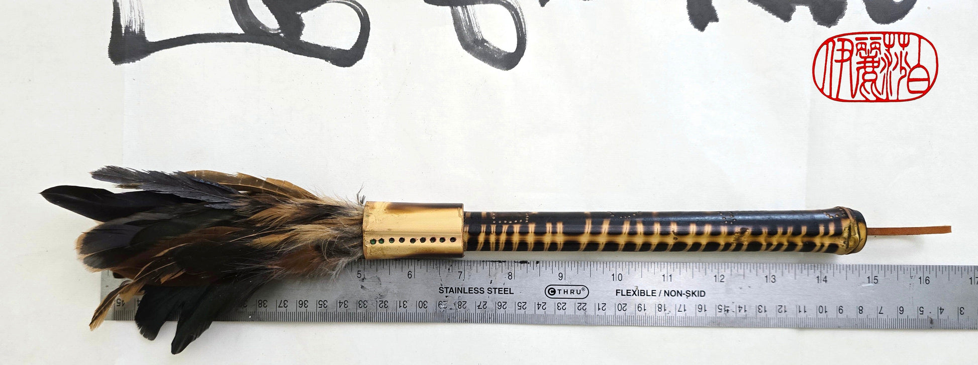 Handcrafted Rooster Saddle Feather Sumi-e Style Painter's Brush Paintbrush Elizabeth Schowachert Art