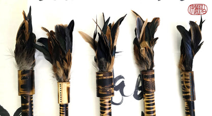 Handcrafted Rooster Saddle Feather Sumi-e Style Painter's Brush Paintbrush Elizabeth Schowachert Art