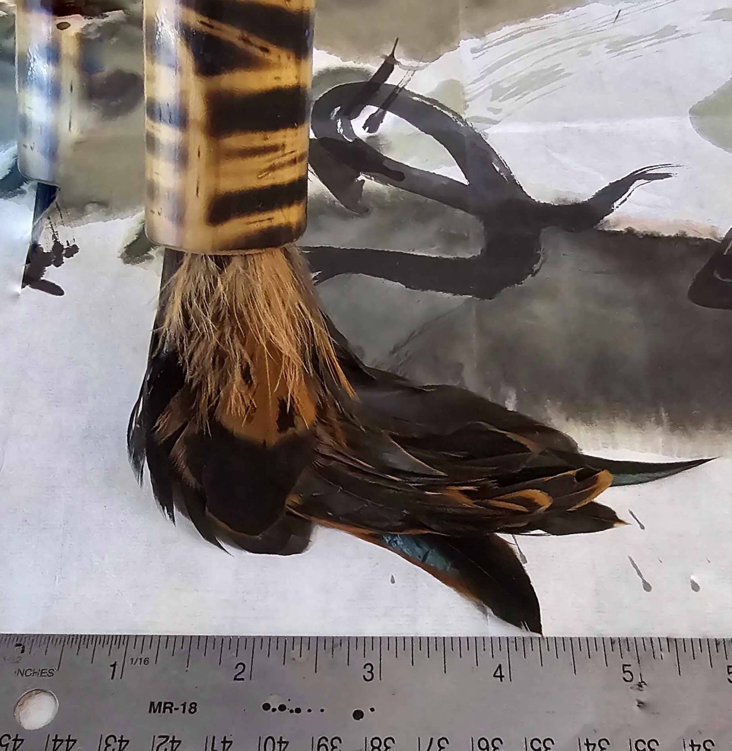 Handcrafted Rooster Saddle Feather Sumi-e Style Painter's Brush Paintbrush Elizabeth Schowachert Art