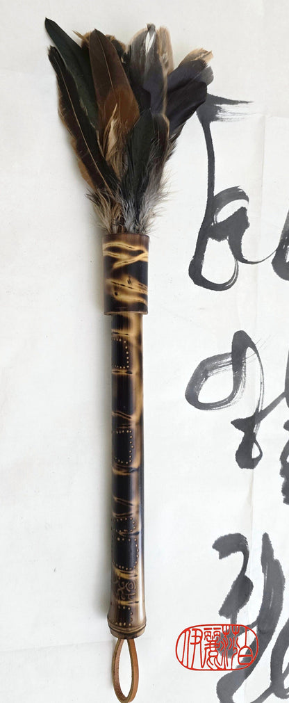 Handcrafted Rooster Saddle Feather Sumi-e Style Painter's Brush Paintbrush Elizabeth Schowachert Art