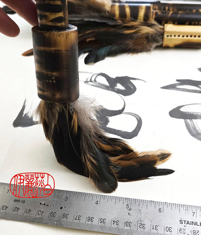 Handcrafted Rooster Saddle Feather Sumi-e Style Painter's Brush Paintbrush Elizabeth Schowachert Art