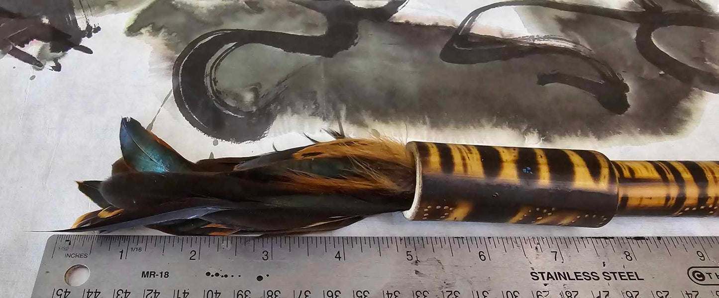 Handcrafted Rooster Saddle Feather Sumi-e Style Painter's Brush Paintbrush Elizabeth Schowachert Art