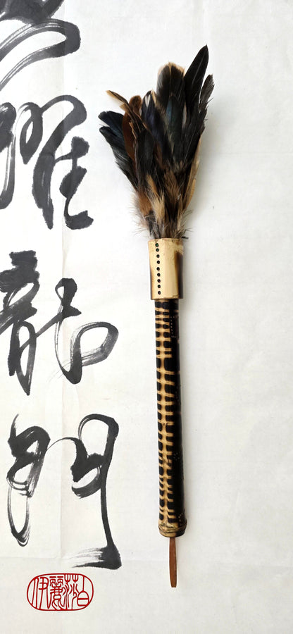 Handcrafted Rooster Saddle Feather Sumi-e Style Painter's Brush Paintbrush Elizabeth Schowachert Art