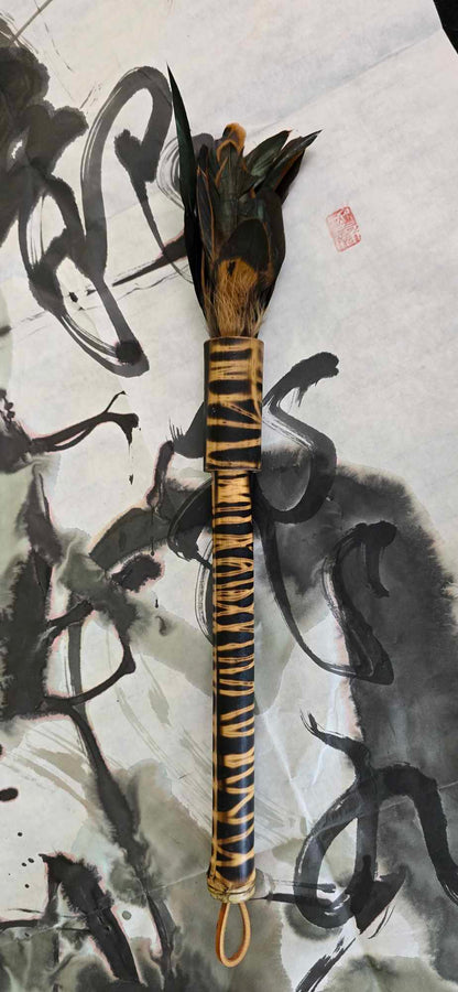 Handcrafted Rooster Saddle Feather Sumi-e Style Painter's Brush Paintbrush Elizabeth Schowachert Art