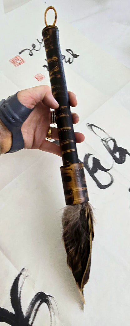 Handcrafted Rooster Saddle Feather Sumi-e Style Painter's Brush Paintbrush Elizabeth Schowachert Art