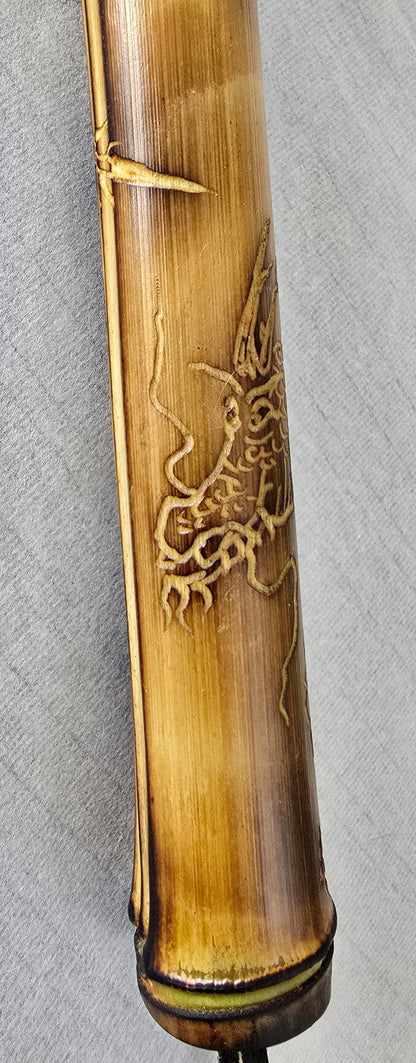 Handcrafted Semi-Coarse Sumi-e Brush with Dragon Engraved Bamboo Handle Paintbrush Elizabeth Schowachert Art