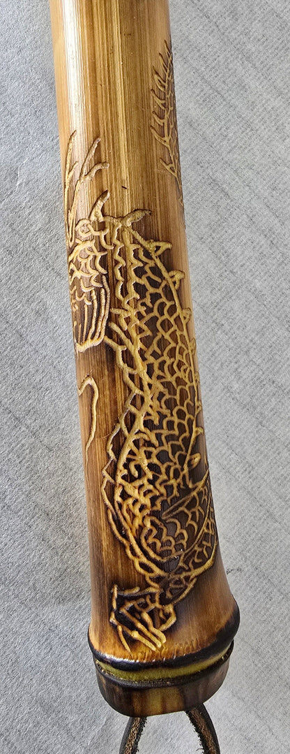 Handcrafted Semi-Coarse Sumi-e Brush with Dragon Engraved Bamboo Handle Paintbrush Elizabeth Schowachert Art