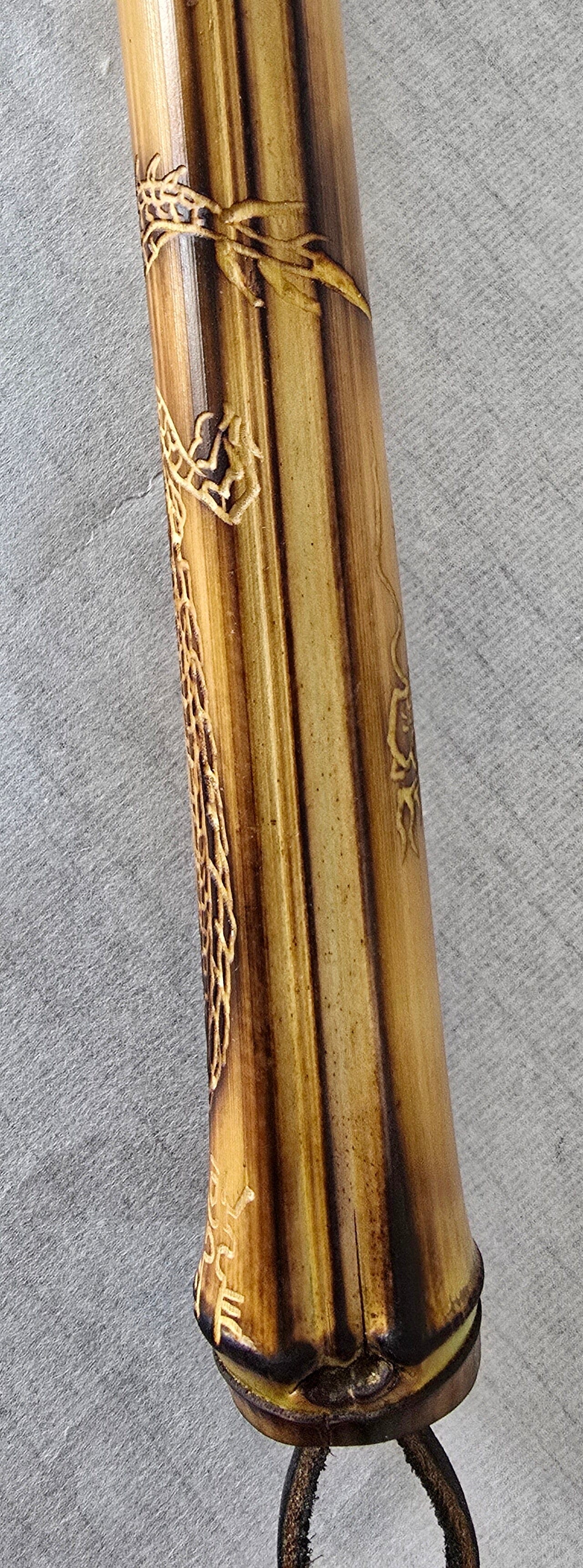 Handcrafted Semi-Coarse Sumi-e Brush with Dragon Engraved Bamboo Handle Paintbrush Elizabeth Schowachert Art