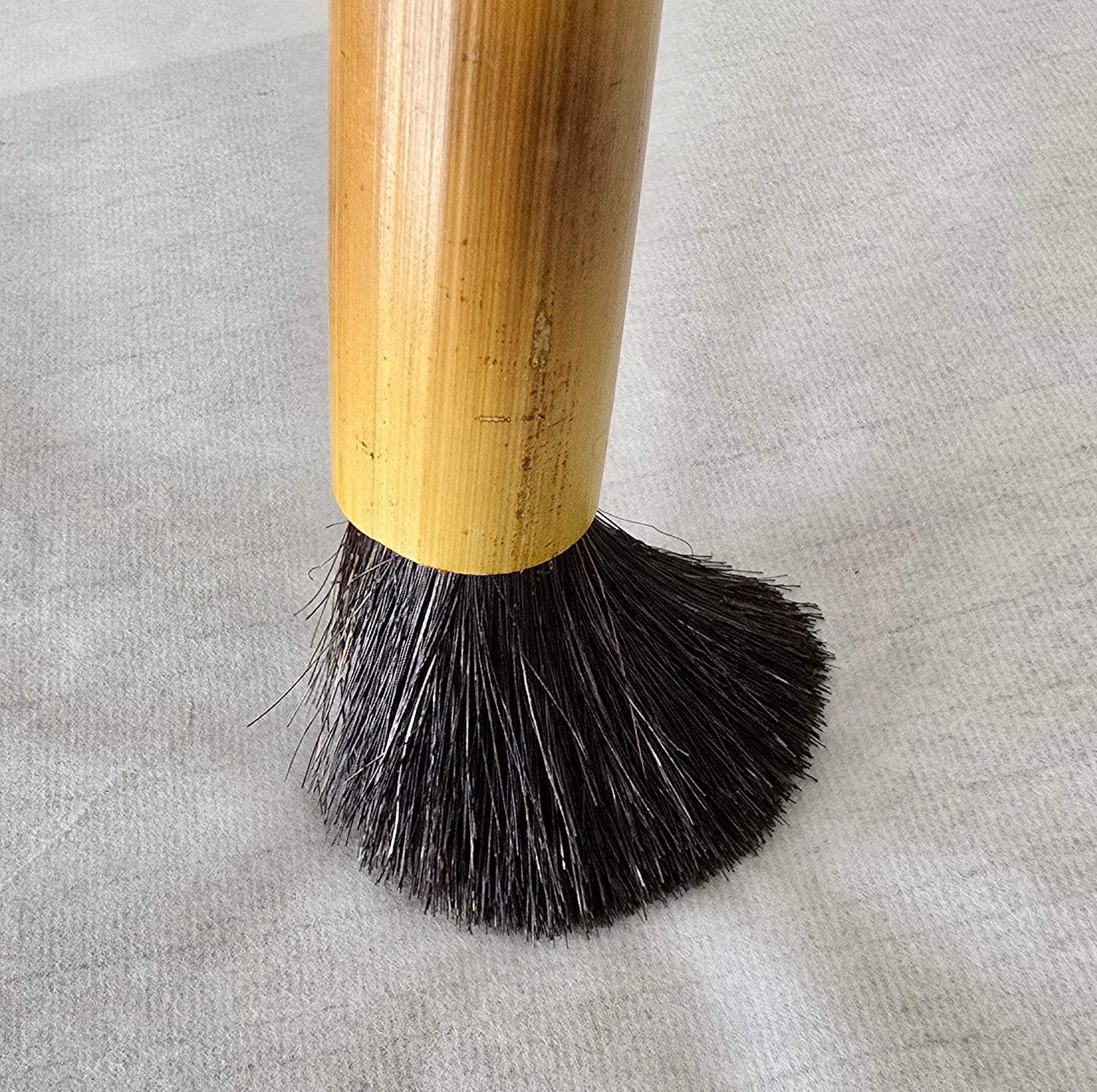 Handcrafted Semi-Coarse Sumi-e Brush with Dragon Engraved Bamboo Handle Paintbrush Elizabeth Schowachert Art