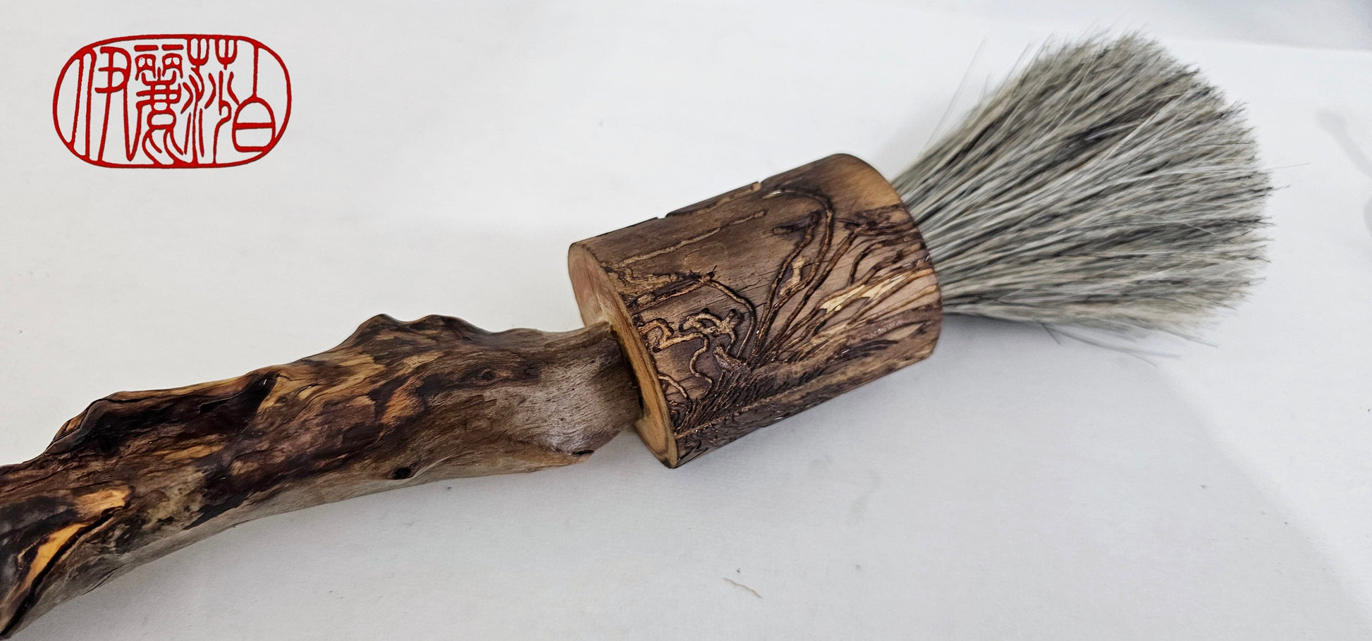Handcrafted Sumi-e Style Painter's Brush with Driftwood Handle and Horsehair Bristles Sumi-e Paintbrush Elizabeth Schowachert Art