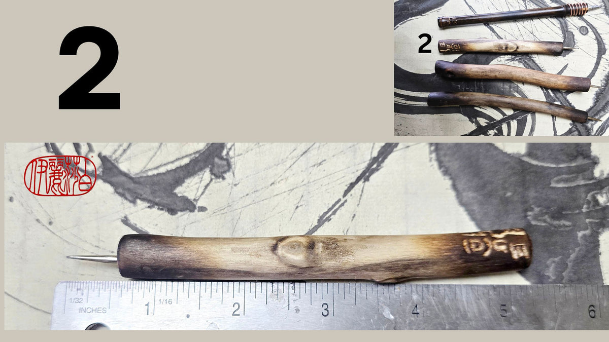 Handmade Pointed Stylus – Driftwood and Black Bamboo Sgraffito and Incising Tool Elizabeth Schowachert Art