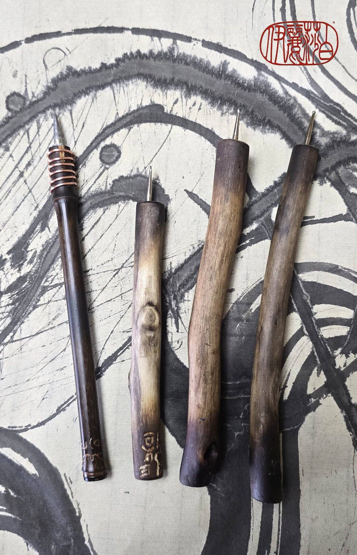 Handmade Pointed Stylus – Driftwood and Black Bamboo Sgraffito and Incising Tool Elizabeth Schowachert Art